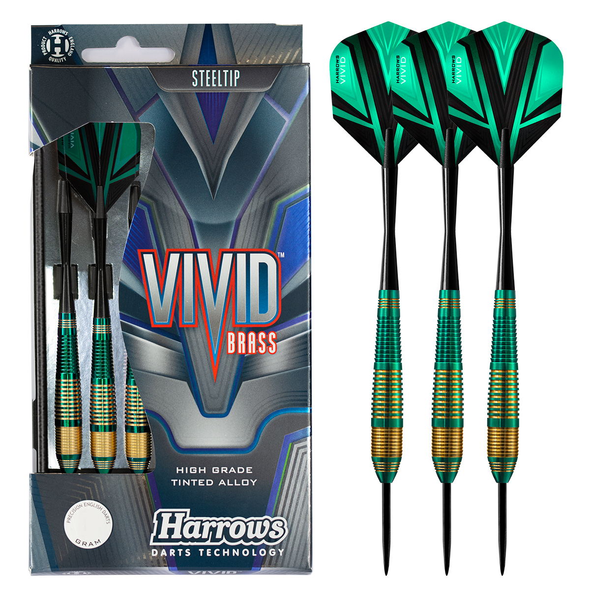 Vivid Brass - Green Steel Tip Darts